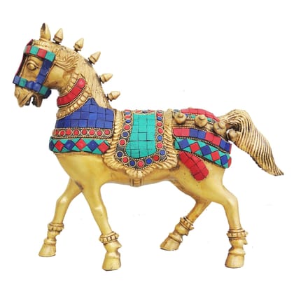 Brass Running Horse Statue | Symbol of Speed & Success Brass Decor Idol, Height : 11 Inch (ANMAS207 A)