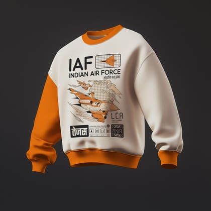 Indian Air Force: Cream and Orange Sweatshirt-M