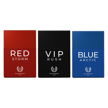 Denver Pack of 3 Perfumes (Red Storm + VIP Rush + Blue Arctic) - 30ml Each Denver Pack of 3 Perfumes (Red Storm + VIP Rush + Blue Arctic) - 30ml Each