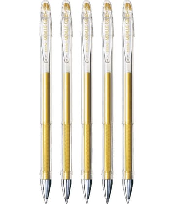 Penac FX-3 Gel Ink ball 0.8mm metallic gold Pen (Pack of 5)