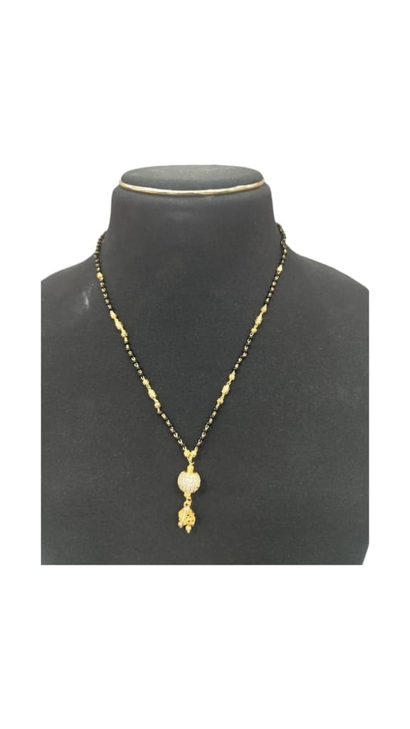Black Beads Mangalsutra with Golden Pendant for Women