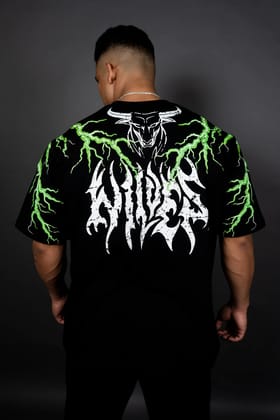 THUNDER STORM OVERSIZED T-SHIRT (BLACK GREEN)-S