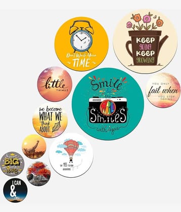 SNDArt Set Of 11 Modern Art Motivational Quotes Round Self Adhesive Wall Decor Gift Items Digital Reprint 21 inch x 26 inch