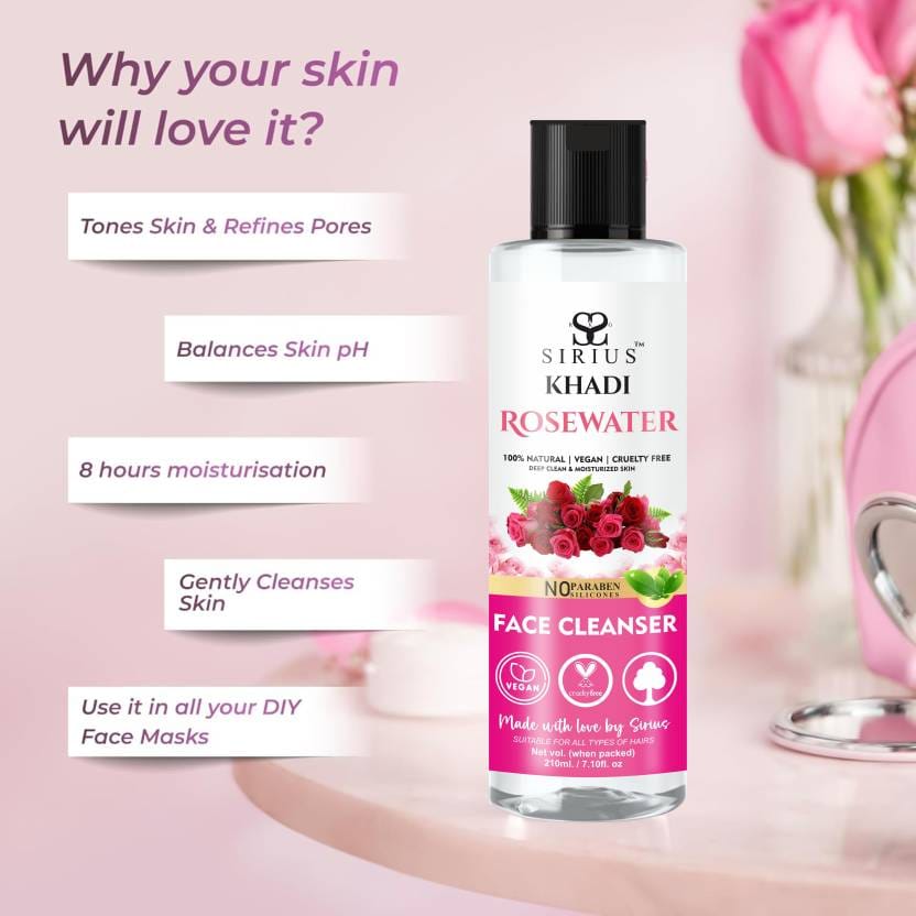 RKG SIRIUS 100% NATURAL ROSE WATER FACE TONER FOR GLOWING SKIN | ANTI AGING MEN & WOMEN  (210 ML)