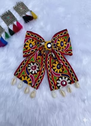 Artful Threads Handmade Tassel Hair Bow for Navratri | Beautiful Festive Wear Accessory | Single Piece