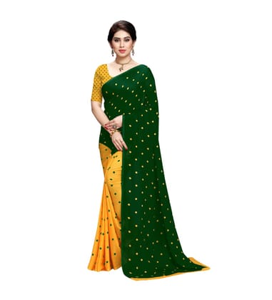 Generic Women's Georgette Saree (Green, 5 - 6 Mtrs)