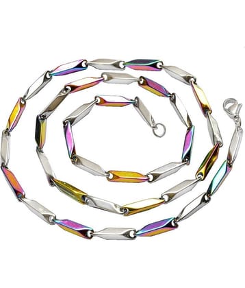 Green Spritual Rhodium Plated Chain ( Set of 1 )