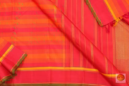 Red And Orange Kanchipuram Silk Saree Handwoven Pure Silk For Office Wear PV G 4099