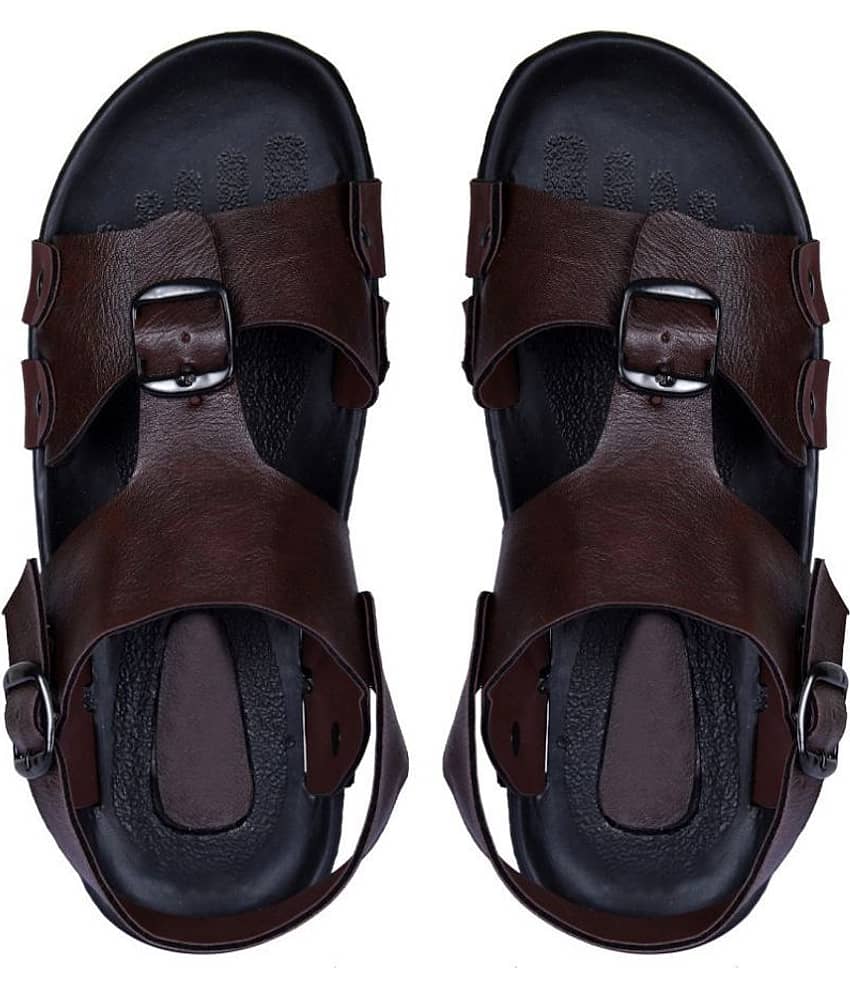 Style Height Brown Faux Leather Sandals
