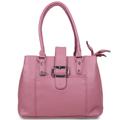 Jothi Fivelin Classic Womens Handbag | Large Multi-Compartment Synthetic Leather Tote | Matte Finish | Water-Resistant | Soft Base | Pink