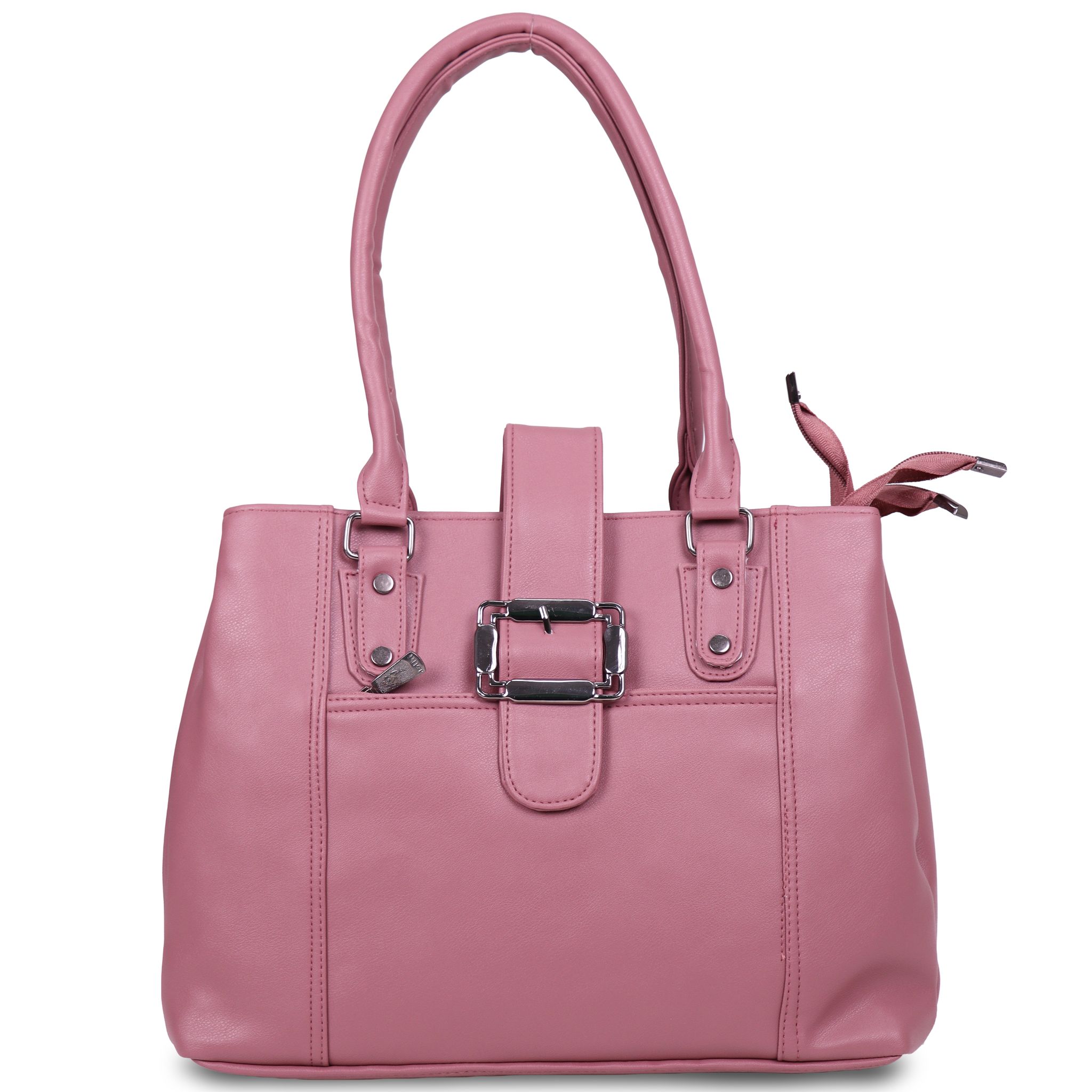 Jothi Fivelin Classic Womens Handbag | Large Multi-Compartment Synthetic Leather Tote | Matte Finish | Water-Resistant | Soft Base | Pink