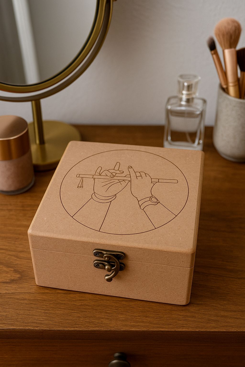 Dbeautify's MDF DIY Krishna with Flute Engraved Lock Box