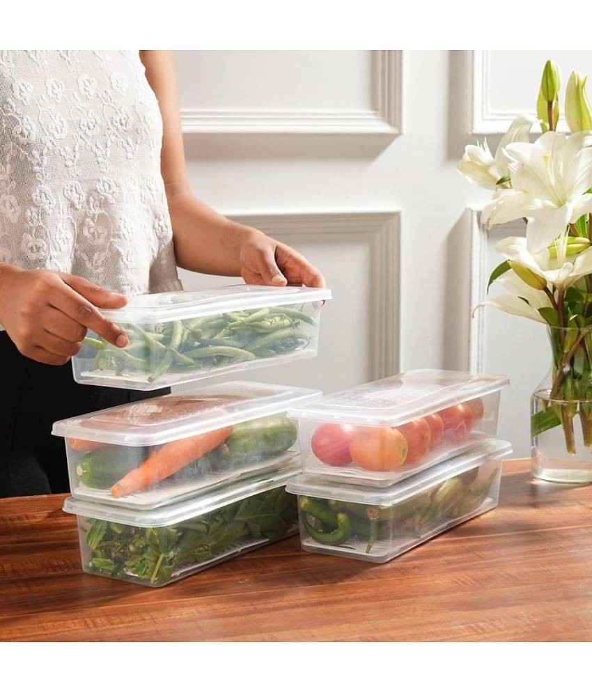 PearlPet Fridge Container Plastic Transparent Multi-Purpose Container ( Set of 6 )
