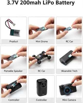 NOVEL 3.7V 200mAh Lithium Polymer Rechargeable Battery Model 701825 | Suitable for Mini Drones, RC Cars, Portable Speakers, Wearable Devices and Mini Cameras