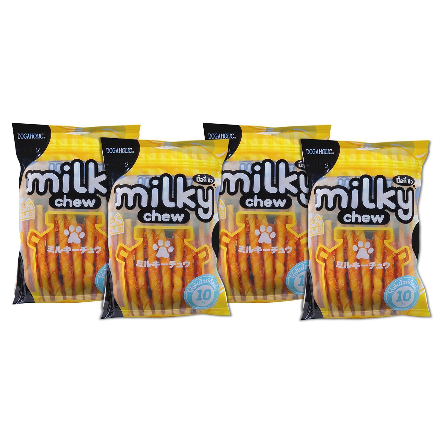 Milky Chew Stick Style Treats for Dogs | Premium Cheese & Chicken Flavored Dog Snacks | Rawhide-Free, Highly Digestible Treats for All Ages & Breeds | Strengthens Bones & Teeth | Pack of 4