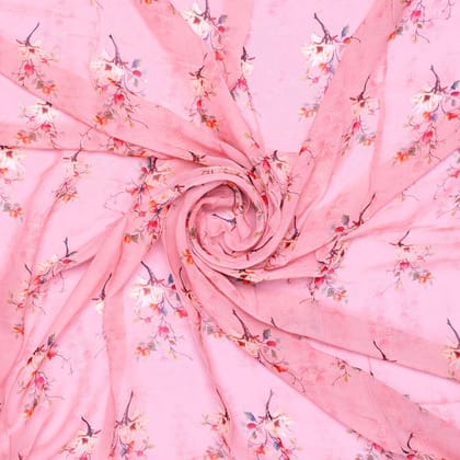 Multicolor Flower Pure Georgette Printed Fabric