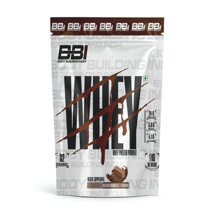 Body Building India BBI WHEY Whey Protein Powder-1 Kg / Dutch Chocolate
