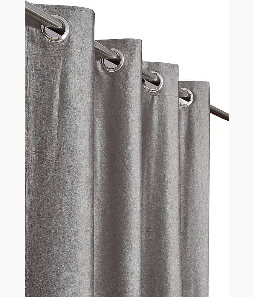 Kraftiq Homes Solid Semi-Transparent Eyelet Curtain 5 ft ( Pack of 1 ) - Grey