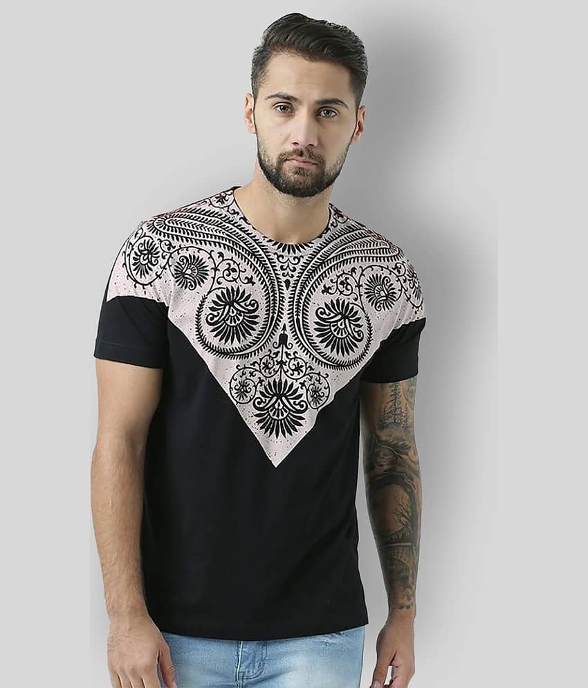 Huetrap Pack of 1 Cotton Regular Fit Men's T-Shirt ( Black )