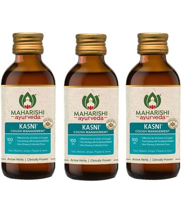 Maharishi Ayurveda Kasni Cough Liquid with Kanth Sudha | Ayurvedic Cough Liquid | Hot Sip Cough Relief Products for Kids Dry Cough Chronic Cough | Non-Drowsy | Non- Habit Forming| Non-alcoholic | 100 ml | Pack of 3