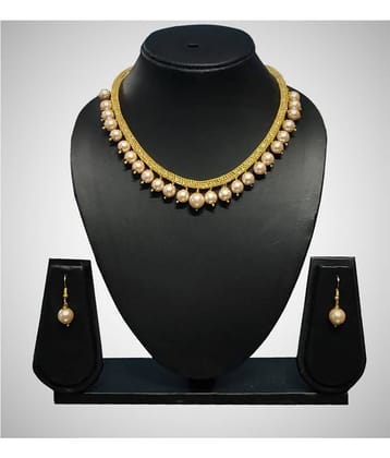 SAVESA Alloy Off White Statement Designer Gold Plated Necklaces Set