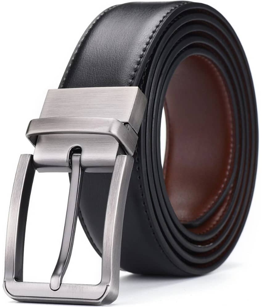 Loopa - Black Faux Leather Men's Reversible Belt ( Pack of 1 )