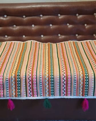 Khamma Ghani Cotton Crisp White Sofa Throw or Cover-1 Seater