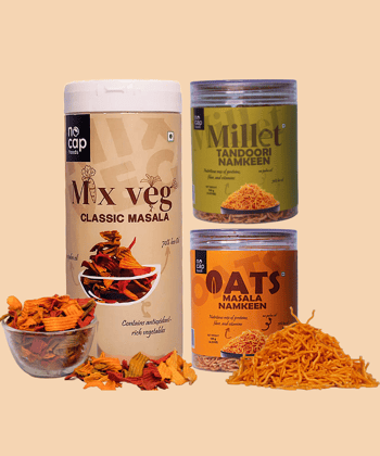 Combo | Mix Veg Chips , Oats Masala Namkeen 120gm & Millet Tandoori Namkeen 120gm