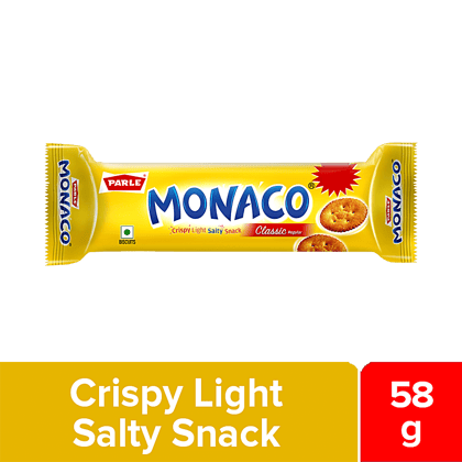 Parle Monaco Biscuit, Classic Regular, Salted Snack, 58 G Parle Monaco Biscuit, Classic Regular, Salted Snack, 58 G