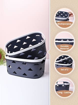 Grey Matte Rectangle Baskets (Set of 2)