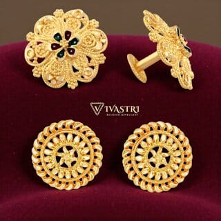 Vivastri Premium Gold Plated Alloy Stud Earrings Combo for Women & Girls Pack of 2