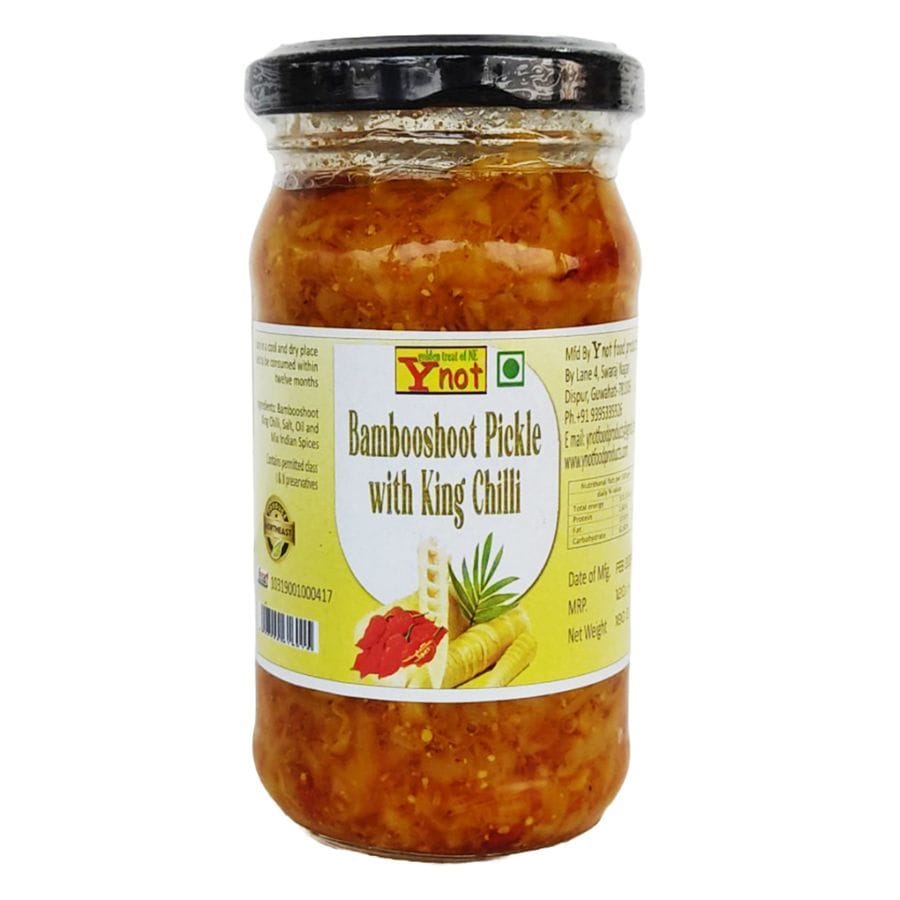 Y Not Bambooshoot Pickle with King Chilli - 180 gm - One glass jar
