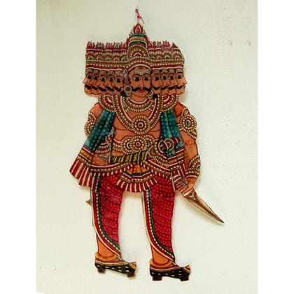 Striking Handcrafted Leather Ravana Painting-1 Feet