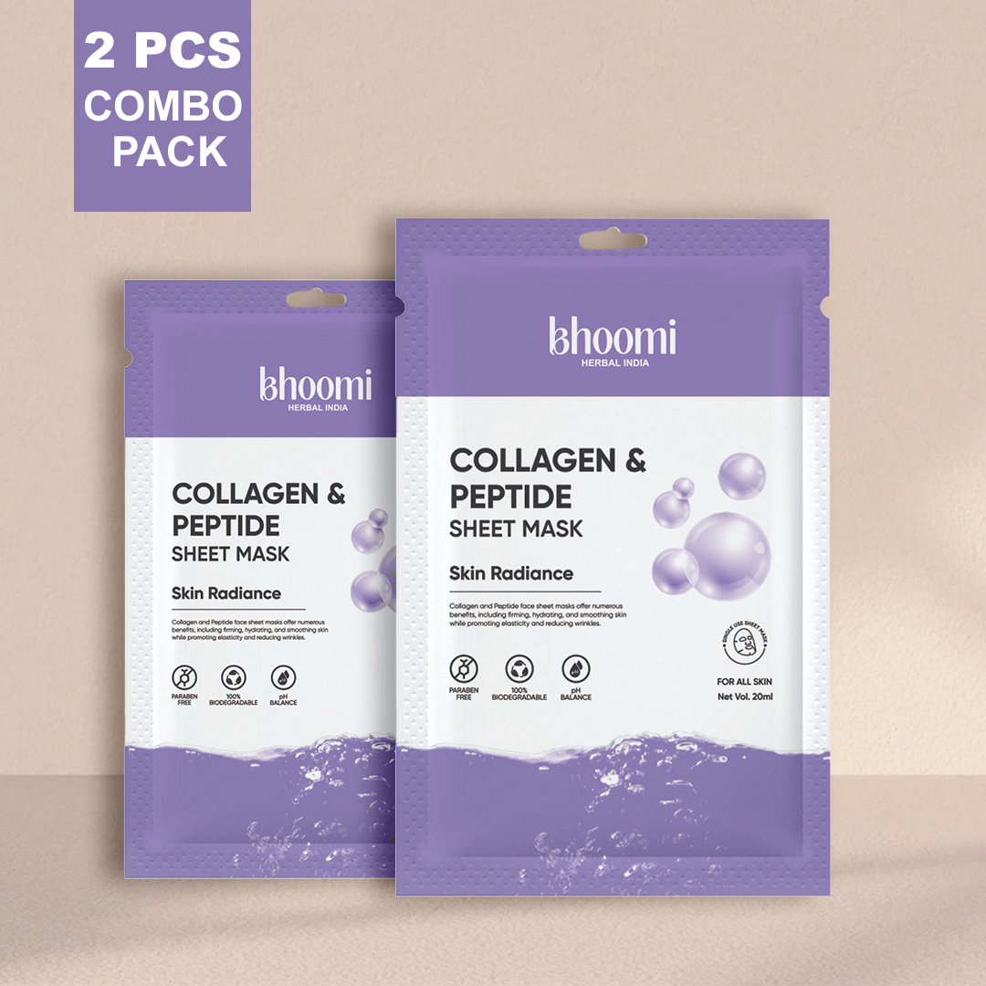 Bhoomi Herbal India Collagen and Peptide Sheet Mask (20 ml)-Pack of 2