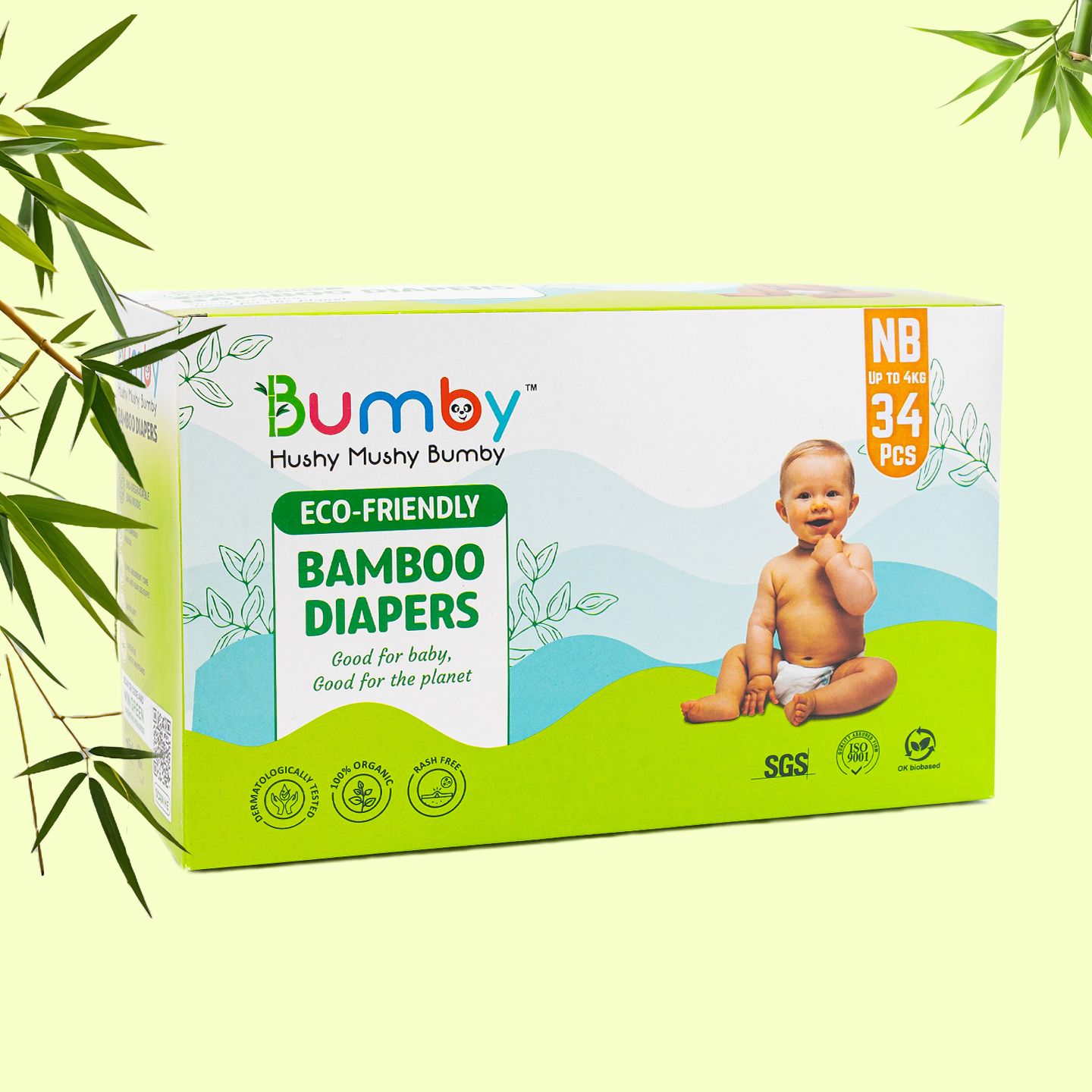 Organic Bamboo Diapers New Born (Upto 4kgs)
