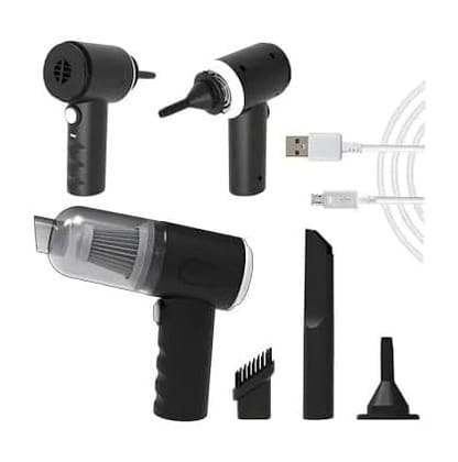 3-in-1 Car Vacuum Cleaner - High Power, Portable Handheld Vacuum with Inflator & Tire Pressure Gauge - Wet/Dry Car Vacuum for Car Interior Cleaning