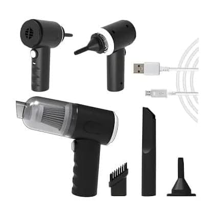 3-in-1 Car Vacuum Cleaner - High Power, Portable Handheld Vacuum with Inflator & Tire Pressure Gauge - Wet/Dry Car Vacuum for Car Interior Cleaning