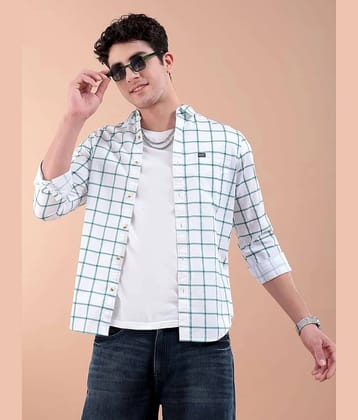 The Indian Garage Co Men White & Green Regular Fit Checked Casual Shirt - None