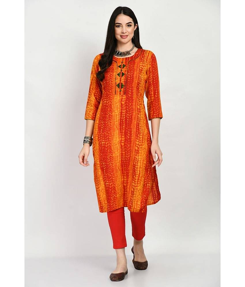 MAURYA Rayon Dyed Straight Women's Kurti - Multicolor ( Pack of 1 )