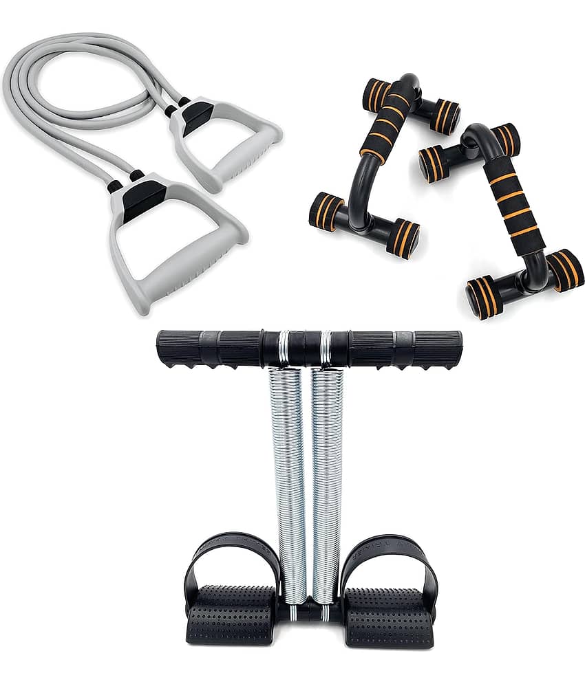 Toning Resistance Tube and Push up Bar with Double Spring Tummy Trimmer Combo Home Gym Exercise Equipment for Men Women Gym Equipment Set for Home Workout