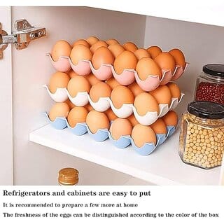15 Eggs Storage Holder with Lid  Modern Multicolor BPA-Free Refrigerator Egg Rack, 24.3 x 14.5 x 4 cm