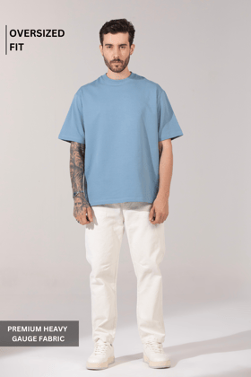 Whisper Blue- Oversized T-Shirt-XS
