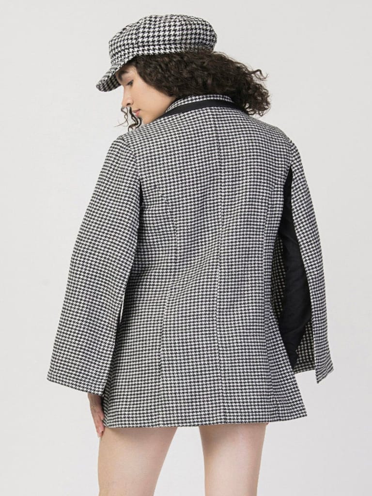 Winter Vintage Tweed Dress With Cap