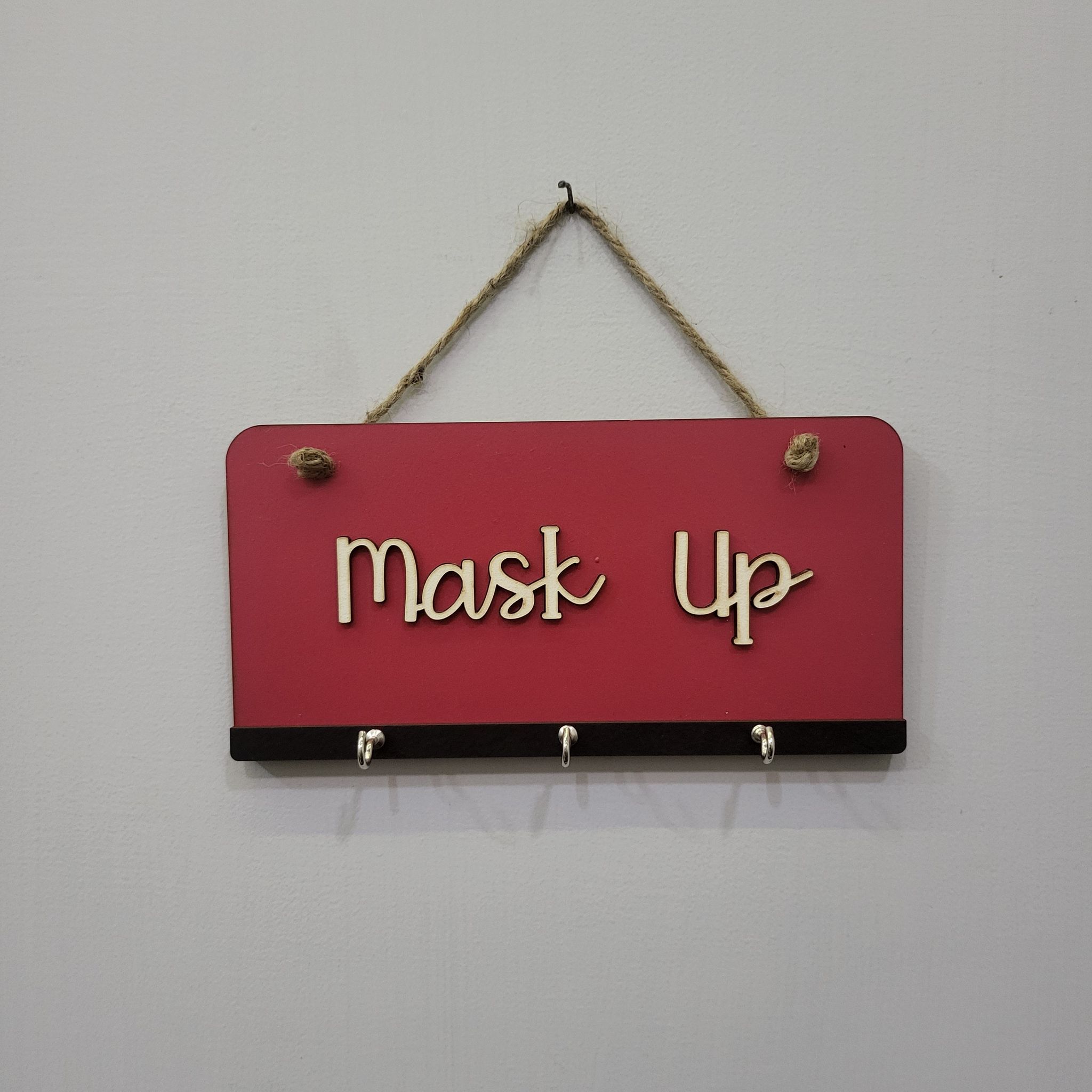 Mask Up Quote Key and Mask Holder With 3 Hooks