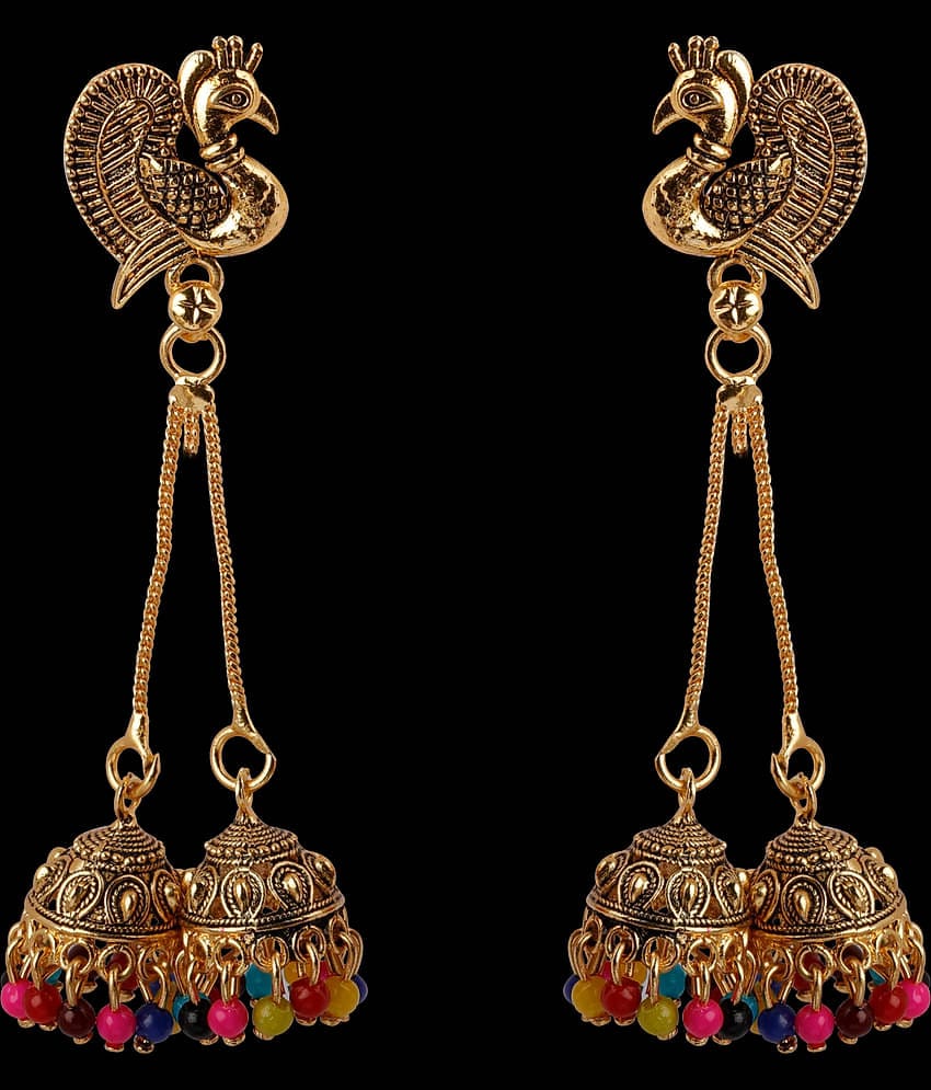 Silver Shine - Golden Jhumki Earrings ( Pack of 1 )