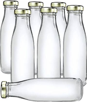 Afast Glass Water Bottle, Transparent, Pack Of 7, 500 ml