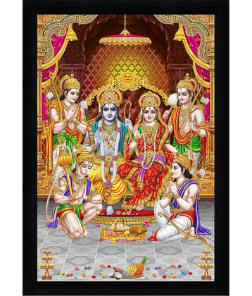 Indianara Shri Ram Darbar Religious Wall Hanging Painting With Frame