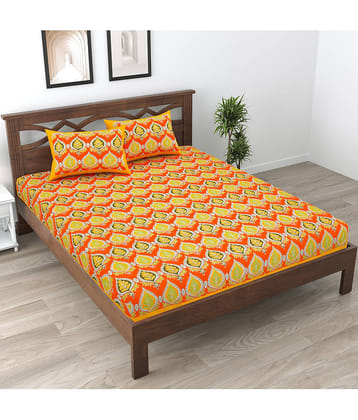 Cosito Cotton 1 Double Bedsheet with 2 Pillow Covers ( Orange )