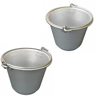 Aluminium Water Bucket, 7.5 Liter Capacity, 32.5x28x23.5 cm, Lightweight Metal Bucket for Kitchen Garden, 2 Qty Aluminium Water Bucket, 7.5 Liter Capacity, 32.5x28x23.5 cm, Lightweight Metal Bucket for Kitchen Garden, 2 Qty