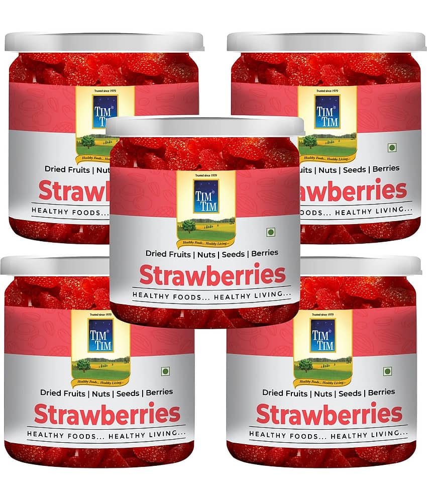 Tim Tim Dried Strawberry 1kg (200g x 5 Packs) | Premium Sweet & Tangy Dehydrated Strawberries | Healthy Snack | Rich in Antioxidants & Fiber